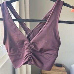 Alo Yoga Purple Ruched Sports Bra